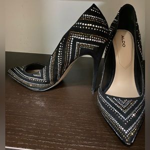 Aldo Black Rhinestone Heels